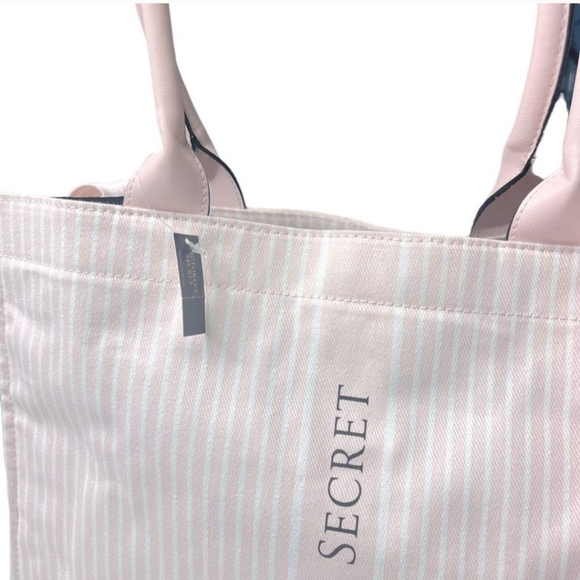 Victoria's Secret Pink Striped Tote Bag New - Picture 6 of 7